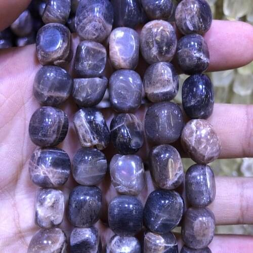 Wholesale 2strings Natural Gray Sun Stone Polished Gem Stone Nugget Beads,Genuine Gem Jewelry Making Beads,15.5"/str