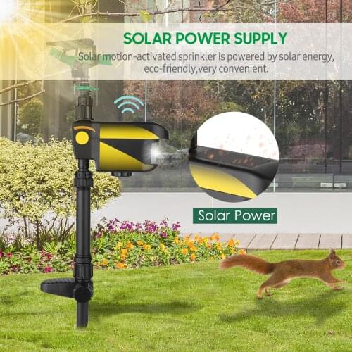 Solar Power Motion-Activated Animal Repeller Yard Enforcer Motion-Activated Sprinkler with 3 Time Modes Spray Angle amp Sprinkle