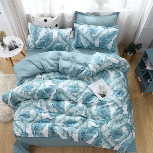 Duvet Cover 220x240 Pillowcase 3Pcs175x220 Quilt Cover Green Leaf Pattern Bed Cover,Queen King Bedding Set , Blanket Cover