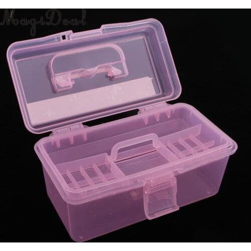 Transparent Storage Case Plastic 2 Layers Multi-functional Storage Box Tool Organizer Container with Handle Use for Home Storage