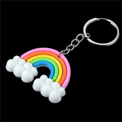 Rainbow Cloudy Charms Keychain Alloy Key Chain Car Key Ring 93*50mm Rainbow Keychains for Women Boho Handmade key Holder Keyring