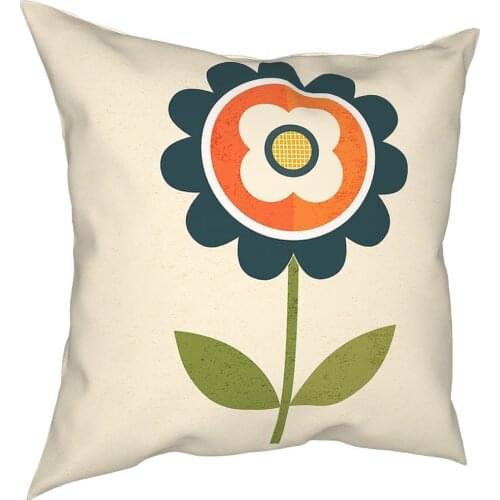 Retro Daisy Orange And Cream Floral Pillowcase Home Decor Modern Abstract Cushions Throw Pillow for Home Double-sided Printing