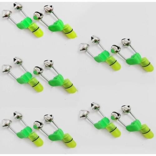 Fishing Tools 10PCS LED Night Fishing Rod Bite Bait Alarm Light Twin Bells Clip Alerter Accurate Signal Transmission