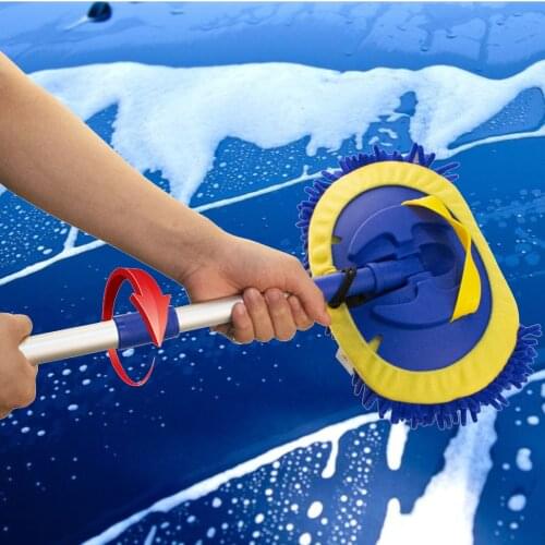 Car Cleaning Brush 3-in-1 Car Wash Brush Telescoping Long Handle Cleaning Mop Chenille Broom Auto Accessories W/ cloth cover