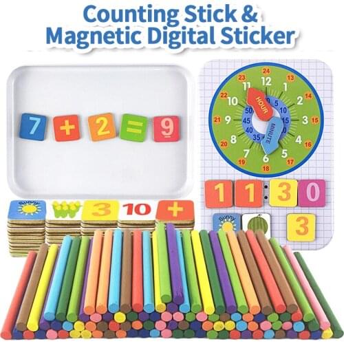 Xibao Childrens Arithmetic Stick Counting Stick Magnetic Sticker Understanding Clock Kindergarten Primary School Math Teaching