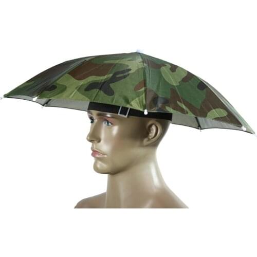 New Foldable Head Umbrella Hat Umbrella HatsPortable Rain Umbrella Hat Army Green Foldable Outdoor Sun Shade Waterproof Camping