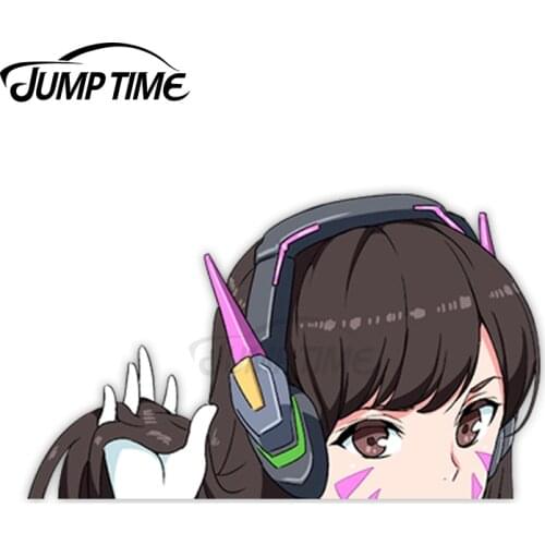 Jump Time Overwatch D.Va (Hana Song) 1 7.7 Big Head Anime Peeker Vinyl Decal Waifu Kawaii Girl Car Stickers
