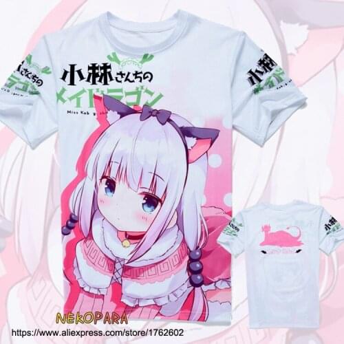 Japanese Summer T-Shirt Miss Kobayashis Dragon Maid Kanna Double-side Print Anime Men Women Casual Short Sleeve Shirt Tee Tops