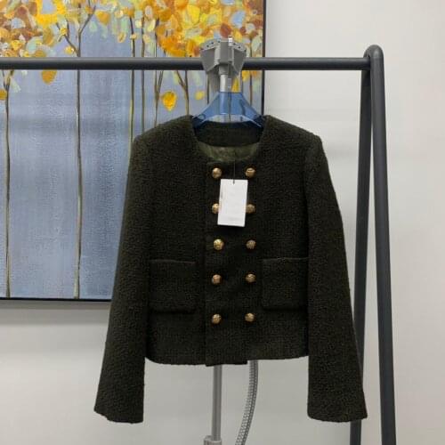 Autumn Fashion 2021 High Quality Women 78% Wool Double Breasted Jacket Coat For Female Gdnz 6.07