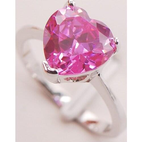 Pink Crystal Zircon Women 925 Sterling Silver Ring F761 Size 5 6 7 8 9