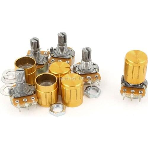 100pcs WH148 100K OHM Linear Taper Rotary Potentiometer 100KB B100K Pot w Knobs