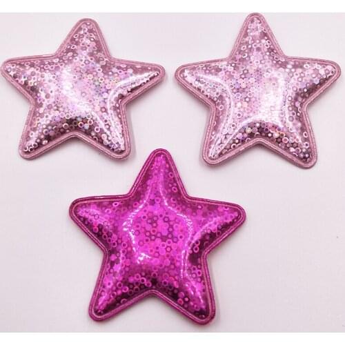 20pcs 5.8cm Shiny Paillette Star Padded Patches Appliques For Clothes Sewing Supplies DIY Hair Bow Decoration