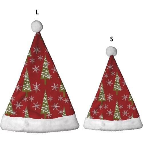 Christmas Tree Print Santa Hats Set 6pcs/12pcs Parent-child Christmas Caps Xmas Gift Christmas Decoration New Year 2022 Costume