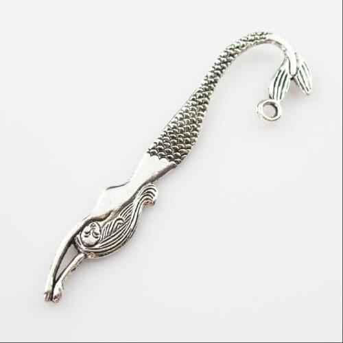 4 New Charms Tibetan Silver Mermaid Bookmarks Connectors With Loop 21x82mm