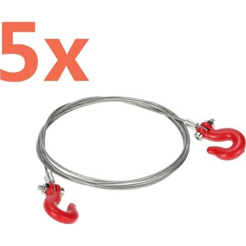 5pcs RC Car Wrangler Trailer Hook & Rope Crawler Buggy Climbing Trailer Hook Buckle For 1/10 Scale D90 Axial SCX10 TAMIYA CC01