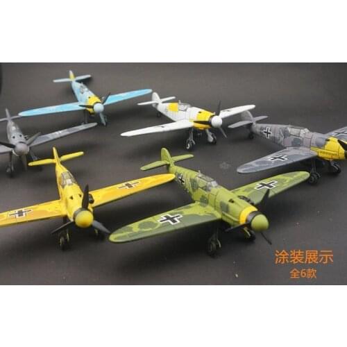 6PCS 1:48 4D Assemble Plane World War II Germany Fighter Model Plastic Assembled Military Airplane Model Toy For Children