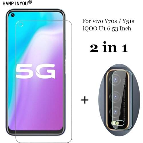 2-in-1 For vivo Y70t Y70s Y51s iQOO U1 6.53" Soft Fiber Camera Lens Protection Film + Front Tempered Glass Screen Protector