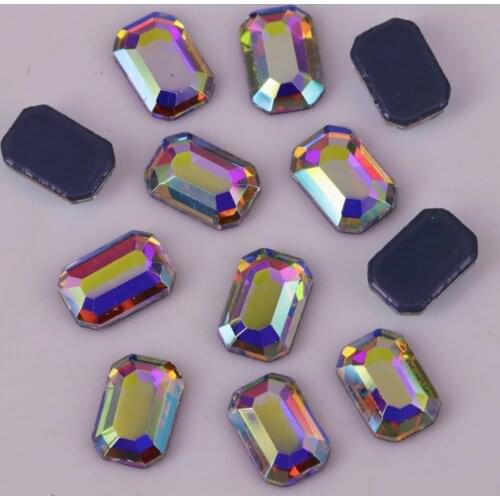Leed Free! Top Quality 3x5mm, 4x6mm Rectangle Crystal AB Flat Back Hotfix Rhinestones / Iron On Flat Back Crystals