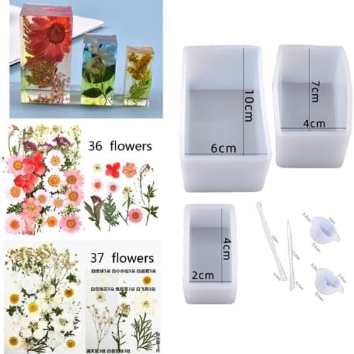 DIY Crystal Glue Drop Cuboid Table Resin Dry Flower Filling Mold Glue Adjustment Tool Dry Flower Material Bag Handmade