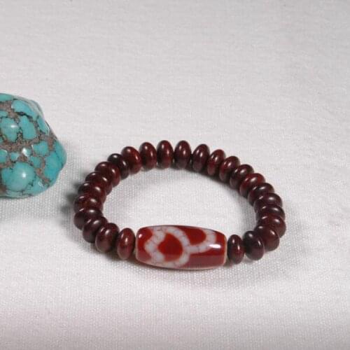 Desiger Tibetan Nectar Agate DZI Bracelet Redsandalwood Tibetan Bottle DZI Beaded Bracelet Genuine DZI Bracelet