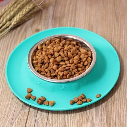 Travel Non Spil Practical Dog Bowls Stainless Steel Water Food Feeder L Skid Resistant Silicone Mat for Pets Puppy Small Medi