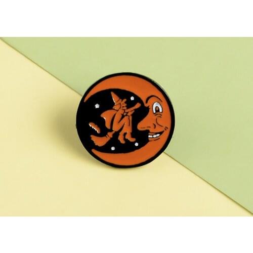 Halloween Festival Pins Broom Witch Smiley Moon Enamel Pins Brooches Badges Bag Clothes Lapel Pins Jewelry Gifts For Friends