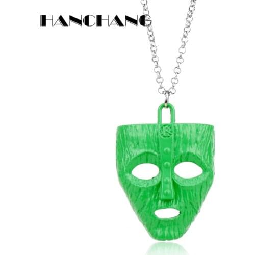 Movie The Mask Jewelry Pendants Necklace Mens Hip Hop Necklace Alloy Charms Link Chain Collar Collier Gifts