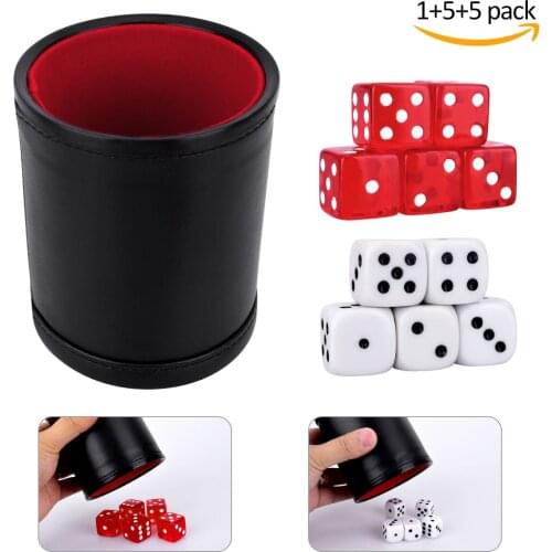 Dice Game Set Durable PU Leather Stacking Dice Cup Black Gambling Casino Tool KTV Entertainment Supplies Bar Game Supplies