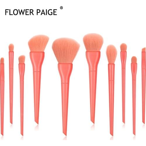 Pinkycolor Makeup Brushes FLOWER PAIGE 10Pcs Cosmetic Powder Eye Shadow Foundation Blush Blending Beauty Make Up Brush Maquiagem