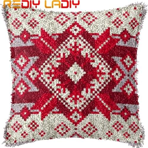 Latch Hook Cushion Red Mandana Arrow Pre-Printed Canvas Cushion Cover Acrylic Yarn Crochet Pillow Case Hobby & Crafts Home Decor