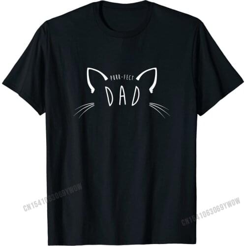 Mens Purr-fect Dad Shirt, Funny Cute Cat Lover Gift Printing Cotton Men Tops Tees Europe Cute T Shirt