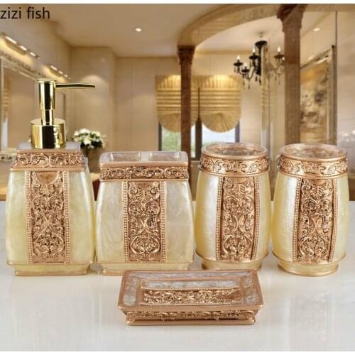 European Style Bathroom Supplies Resin Five-piece Suit Toothbrush Set Household Bathroom Kit Wedding Gifts