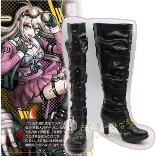 New High Quality Danganronpa V3 Killing Harmony Iruma Miu Rabbit Cosplay Rivet Boots Shoes Cosplay Costume Black
