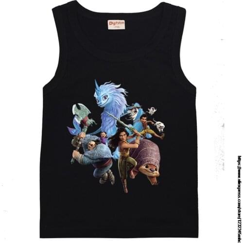 Raya and The Last Dragon New Arrival Boy Undershirts Cotton summer sleeveless t shirt Fashion Girl Tees Clothes Children Clothes