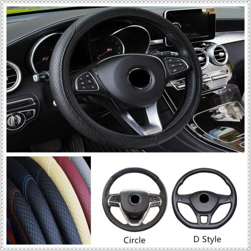 O Circle Leather Car Steering wheel Cover Anti-Slip Auto for McLaren Mack Seat UD Trucks Vauxhall Ashok Leyland 675LT 570GT