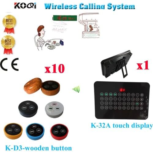 Waiter Call Pager System With 32Groups Number Show Service Type And Call Button Ycall Brand(1 display+10 call button)