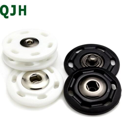 QJH Brand 10Pcs 18-30mm Black Color Metal Snap Button for Clothing DIY Coat Buttons for Clothes Sewing Applications Accessories