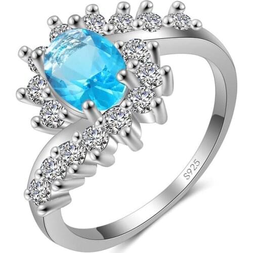 Super Shining Austrian Crystal 4 Color Cubic Zirconia Stone Real 925 Sterling Silver Finger Rings Gift For Women Jewelry