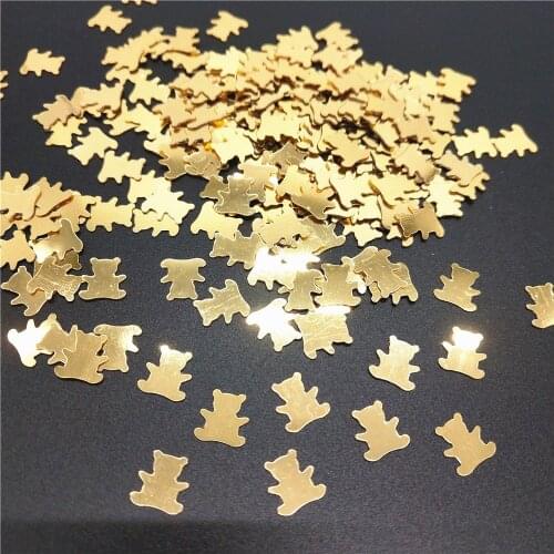 1000pcs Light Gold Bear Panda Sequins 7mm PVC Flat Paillette Crafts Nail Art DIY Accessory