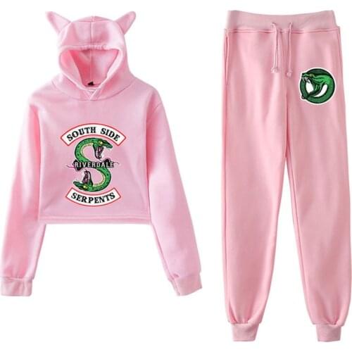 South Side Serpents Riverdale Hoodie Sweatshirts Pants Women Girls Female Harajuku Riverdale SouthSide Pullover Hooded Top Sets