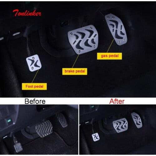 Tonlinker Car Modified Brake/Gas Pedals Cover Case Stickers for Nissan X-Trail 2014-18 Car Styling 3 PCS Aluminum Cover sticker