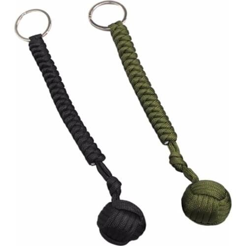 Outdoor Security Protection Black Monkey Fist Steel Ball Designed for women and kids Self Defense Lanyard Survival Key Chain