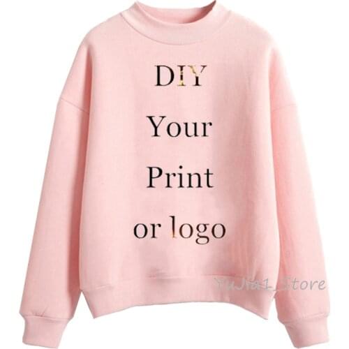 Sudadera Mujer 2019 Custom Hoodies DIY Sweatshirts White Pink Hoodie Warm Customized Hoody Pullover Personalized Sweat femme