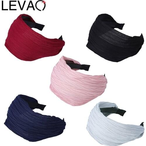 LEVAO New Fashion Wide Side Womens Hair Band Women Solid Color Headband Girls Hair Accessories Teeth Nonslip Hair Loop For Lady