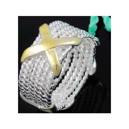 Free Shipping N925 Sterling Silver color Ring Fine Fashion Net Ring Women&Men Gift Silver color Jewelry Finger