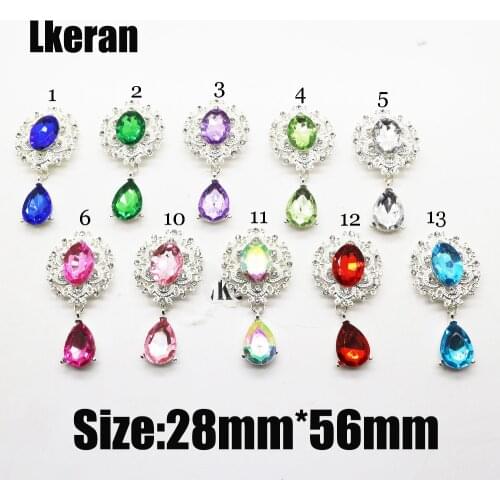 1Pc 28*56mm Large Acrylic rhinestone brooch buttons for silver Flatback clothing metal Accessories DIY Wedding Wine glass Decor