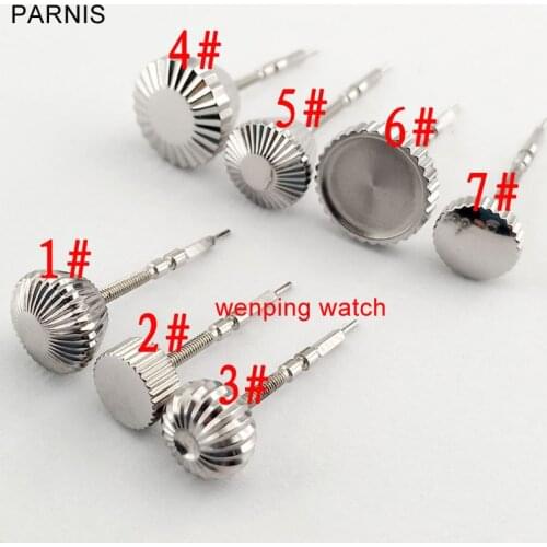 1 pcs watch crown with crown winding steel eta 6497 6498 Asia st3600 st3620 hand winding movement used