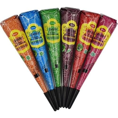 1PC Mehndi Henna Tattoo Paste Natural Herbal Brown Ink Color Henna Cream Cone Sexy Body Art Paint Drawing For Tattoo Stencil