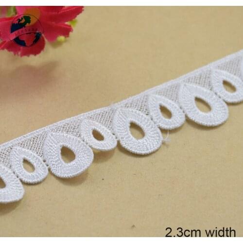 2yards 2.3cm white lace cotton embroid lace sewing ribbon fabric guipure diy trims warp knitting DIY Garment Accessories#3673