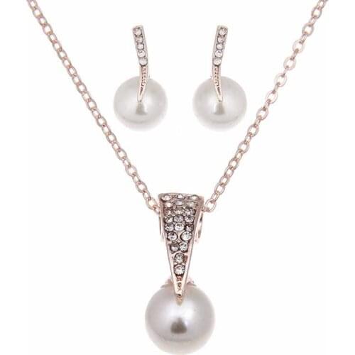 2017 Bridal Simulated Women Pearl Earrings Necklace Suits Europe Wedding Jewelry Banquet Dress Wedding Jewelry Free Shipping